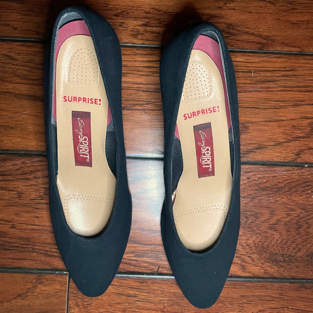 Black Faux Suede Pumps Size 8 - light wear!